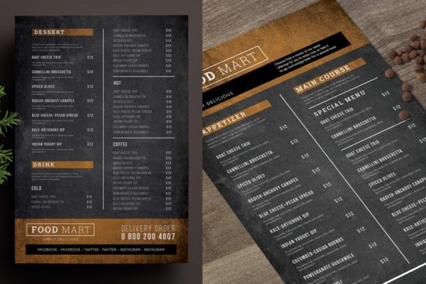 简单复古黑板画设计风格西餐厅菜单设计素材 Simple Chalkboard Menu