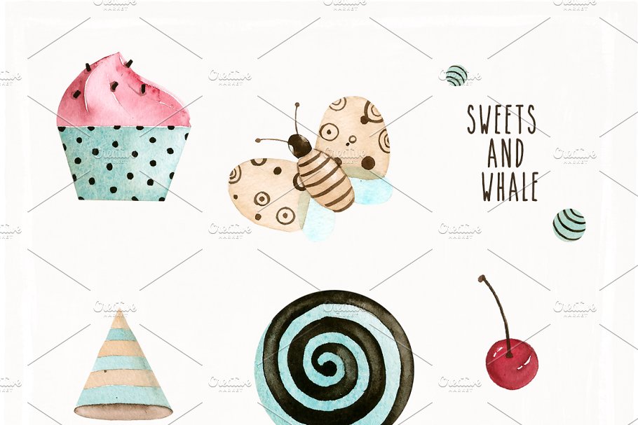 婴儿儿童主题水彩剪贴画 Watercolor Baby Dreams插图(3)