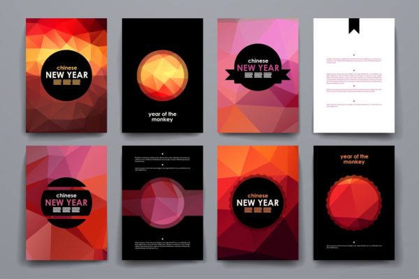 中国新年主题风小册子画册模板 Chinese New Year Brochures