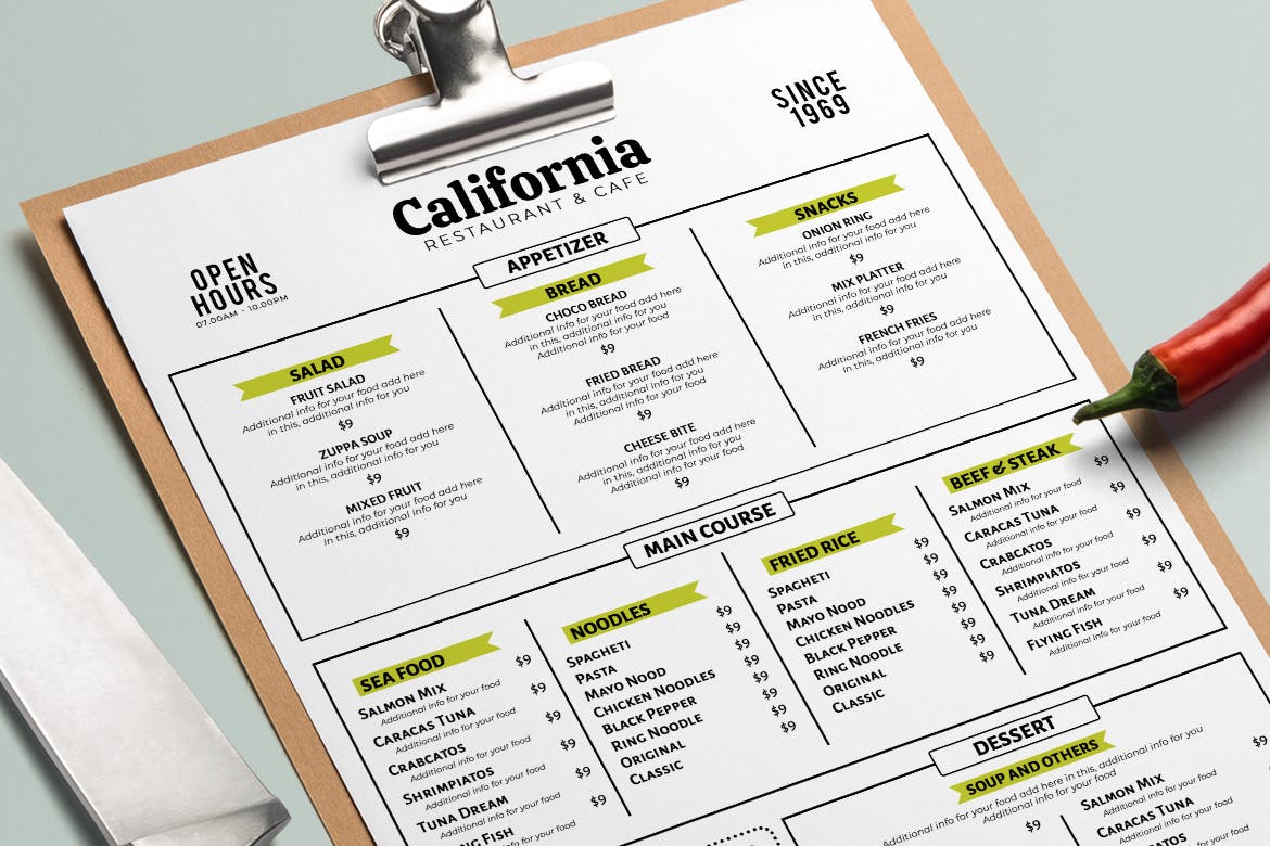 极简设计风格轻食店菜单模板v3 Minimal Resto Food Menu Vol. 3插图(1)