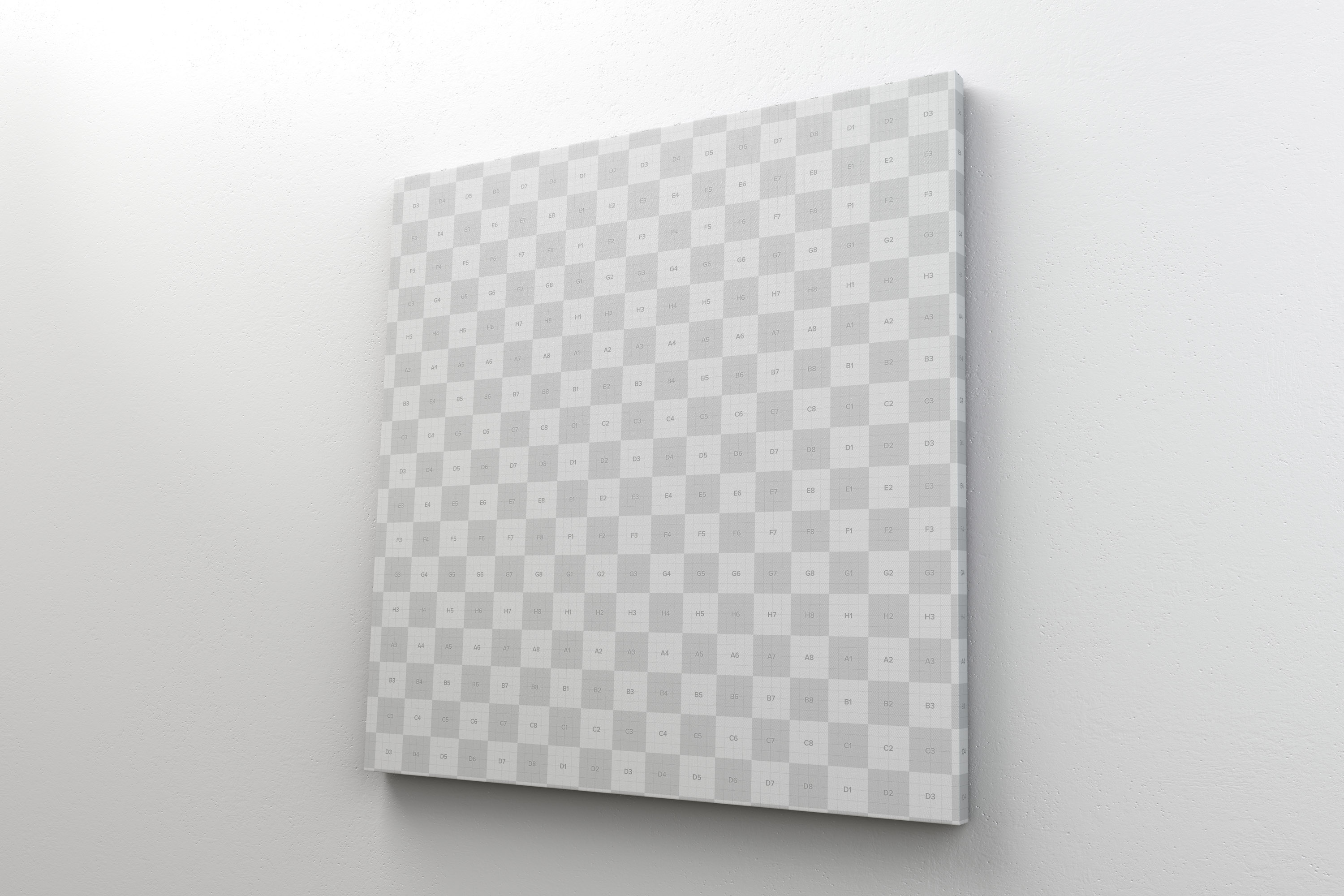 挂墙方形画布油画艺术作品展览右视图样机模板 Square Canvas Mockup Hanging on Wall, Right View插图(1)