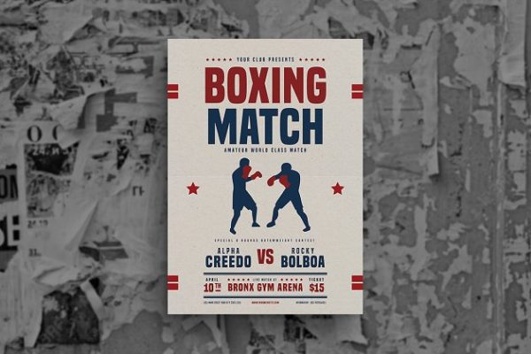 拳击比赛竞技活动海报宣传设计模板 Boxing Match Flyer