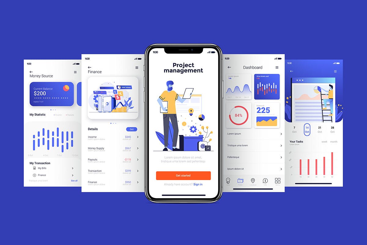 15款金融主题APP应用屏幕界面设计模板 15 Finance app Screens插图(4)