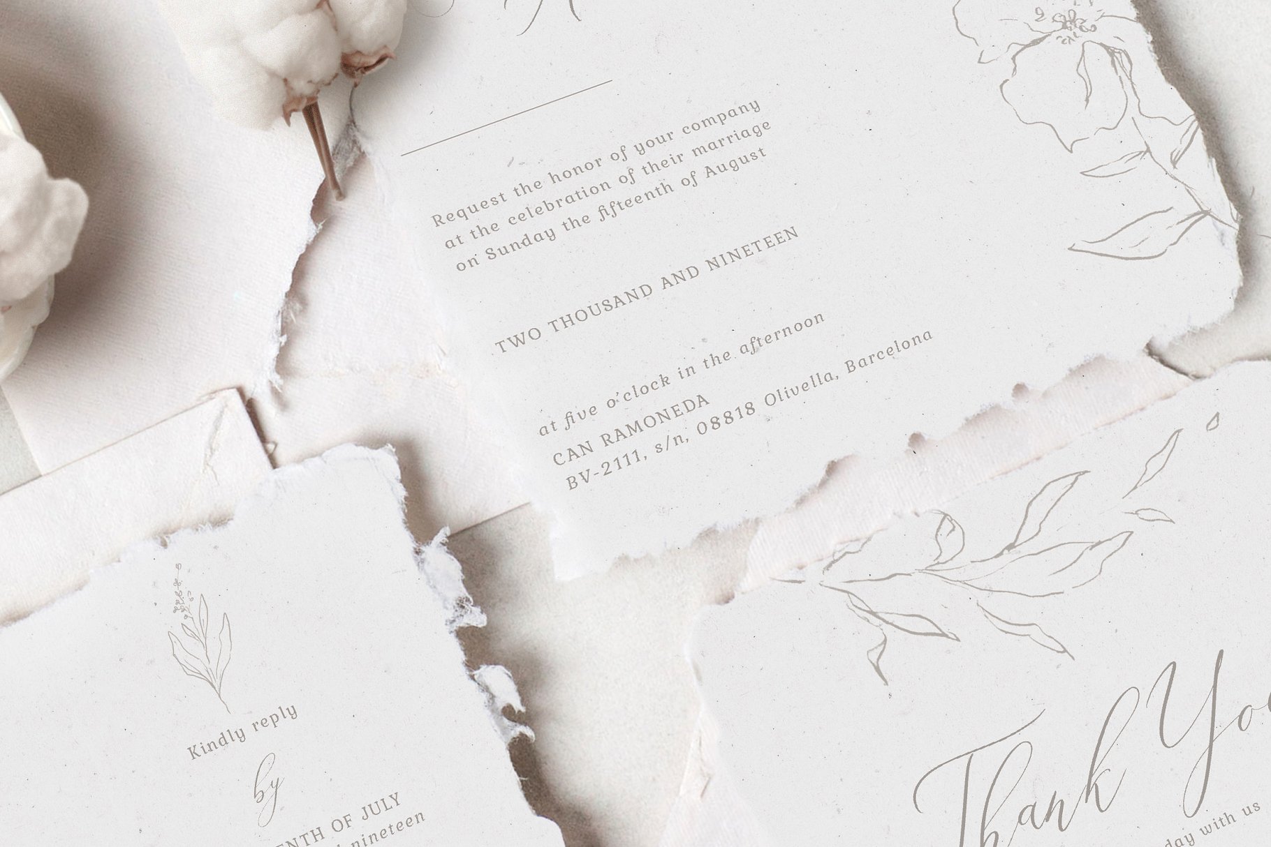 高雅花卉图案婚礼邀请函设计模板 Elegant Floral Wedding Suite插图(3)