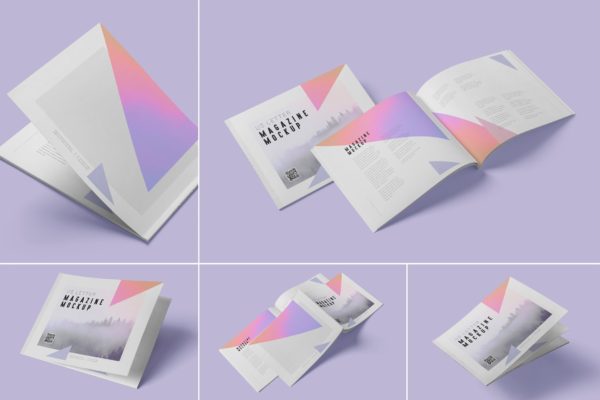 美国信纸规格杂志版式设计效果图样机 Magazine Mockup – US Letter Landscape