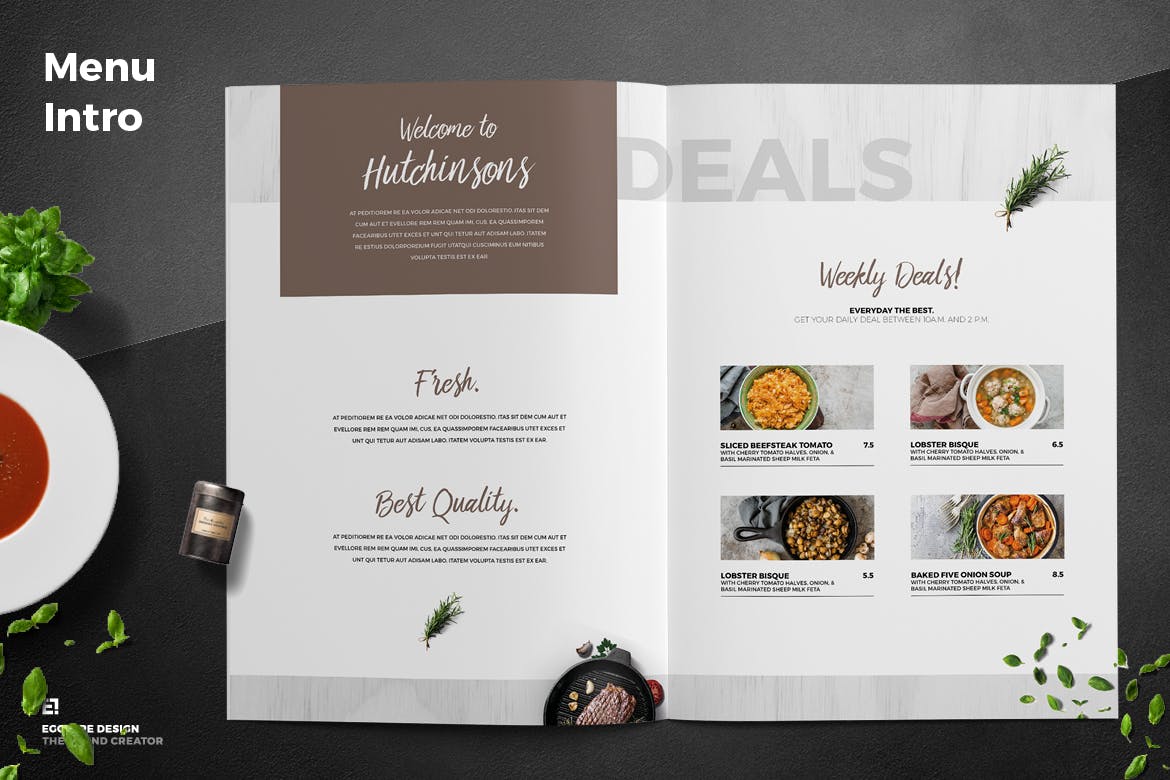 高品质的高端时尚餐厅餐厅菜单菜谱设计模板插图(5)