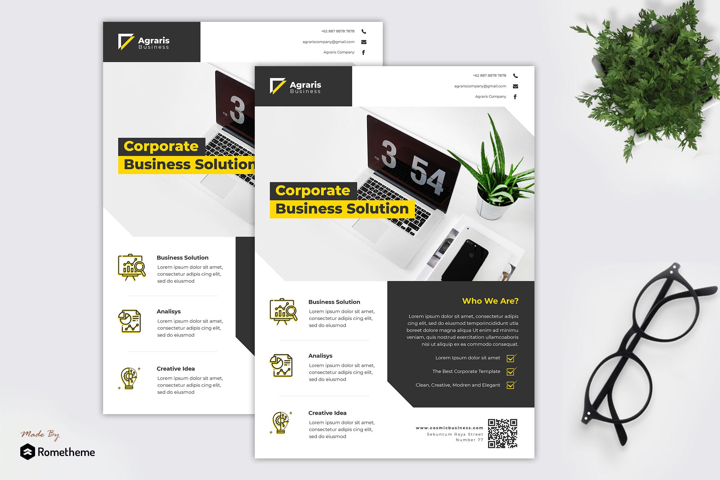 商业解决方案供应商宣传单设计模板 Agraris Corporate – Flyer TS插图