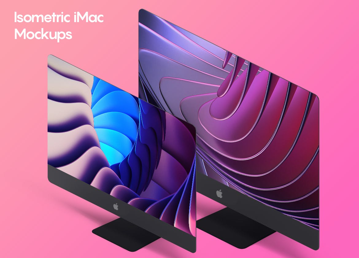iMac一体机网站UI设计效果图预览样机素材v2 Isometric iMac Mockup 2.0插图(2)