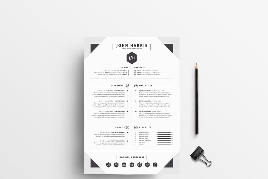 极简主义创意简历设计模板 Minimal Curriculum Vitae插图(1)