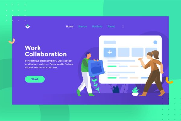 网站设计工作协作素材库精选概念插画素材 Work Collaboration Illustration 1.3
