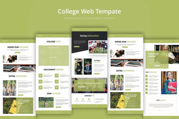 大学/学院教育网站设计素材库精选模板 University Web Template