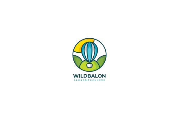 彩色热气球Logo设计素材库精选模板 Wild Air Ballon Logo