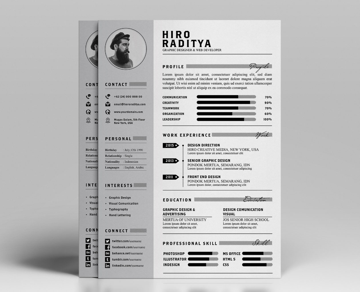 设计师简历及作品展示模板 Resume & Portfolio Template – YA插图
