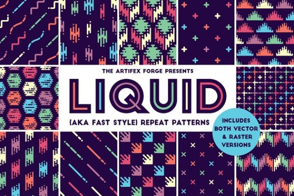 醒目复古创意图案纹理 Liquid Repeat Patterns