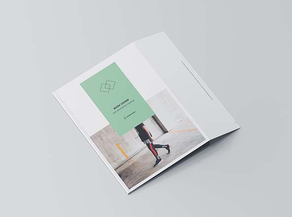 内折图书封面设计效果图PSD样机 Book Cover with Inner Fold Mockup