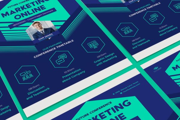 活动/会议/讲座宣传海报PSD素材素材库精选模板 Event Conference Poster Illustrator Template