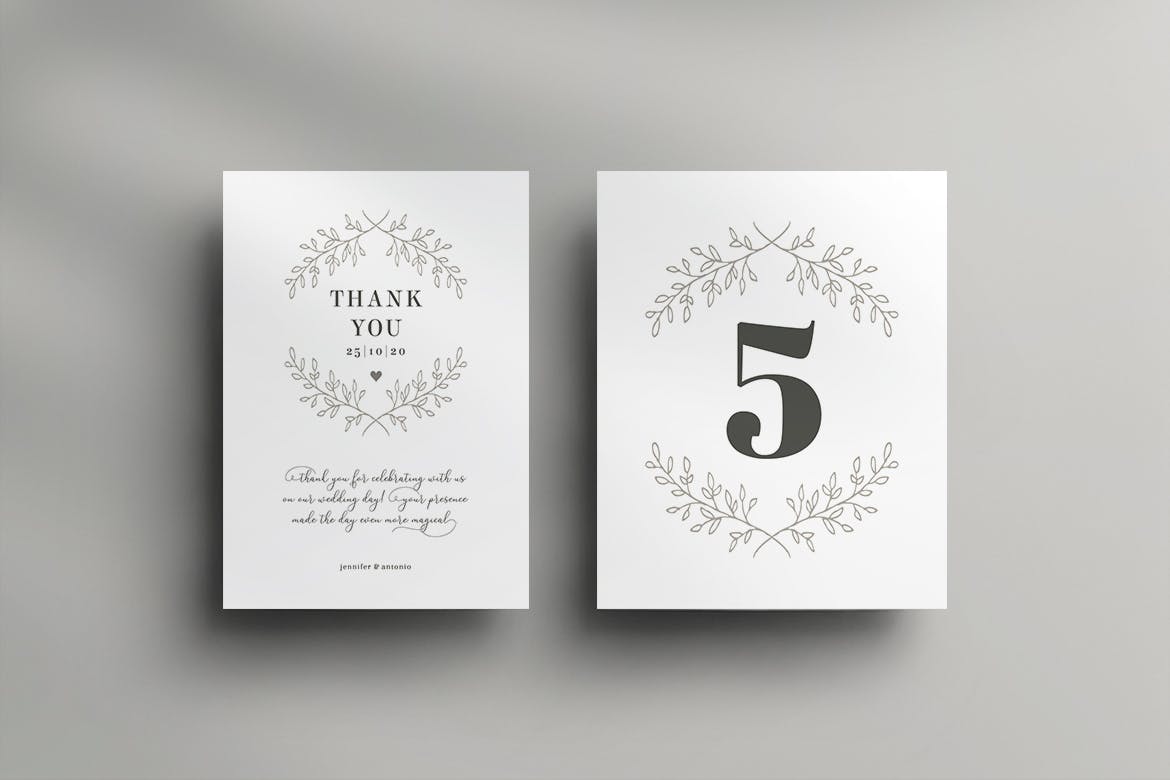 简约朴素风格婚礼邀请设计物料素材 Wedding Invitation Set插图(5)