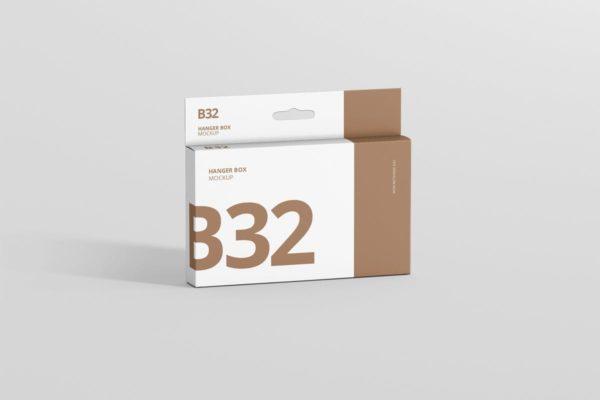 挂钩式宽边细长矩形盒子包装样机 Box Mockup – Wide Slim Rectangle Size with Hanger