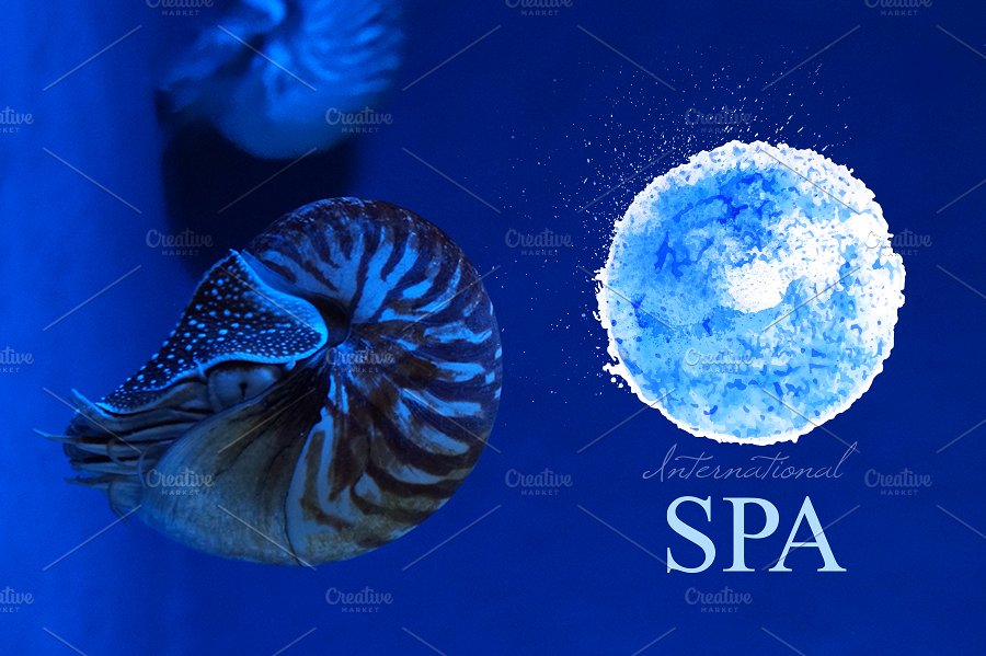 美容水疗标志水彩模板素材 Set symbols spa插图(3)