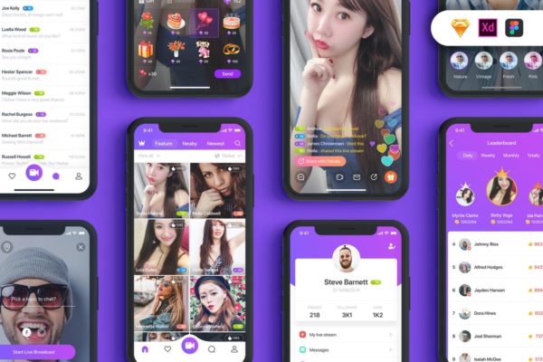 视频社交软件 APP UI 套件 TOMO Video Streaming UI Kit