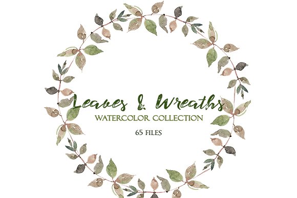 树叶花圈水彩套装 Leaves and Wreaths Watercolor Set插图(8)