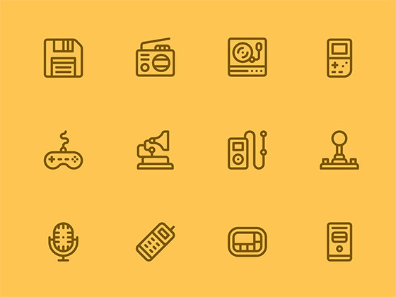 40 枚复古电子图标素材之家精选sketch素材