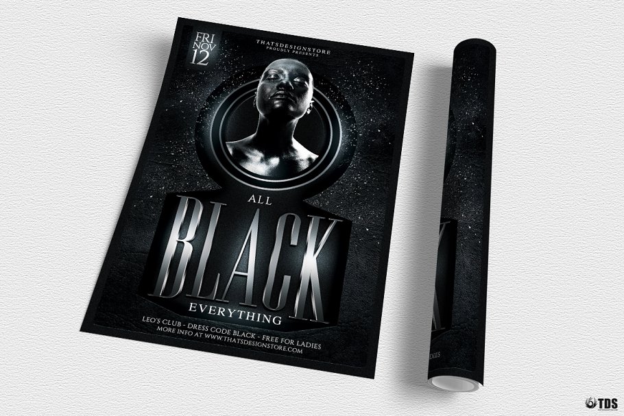 黑人服装俱乐部传单PSD模板v3 Black Party Flyer PSD V3插图(2)