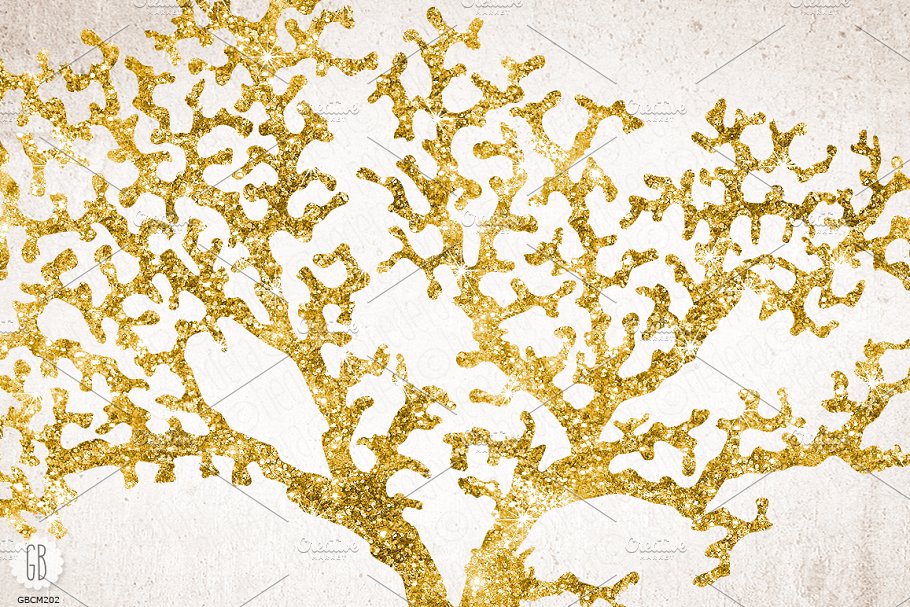 深海类波光粼粼海洋珊瑚生物插画 Sparkling corals, sea life clip art插图(3)