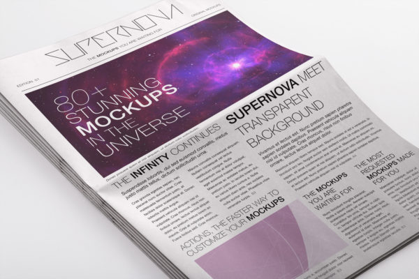 报纸排版印刷平铺效果图PSD样机03 Newspaper PSD Mockup 03