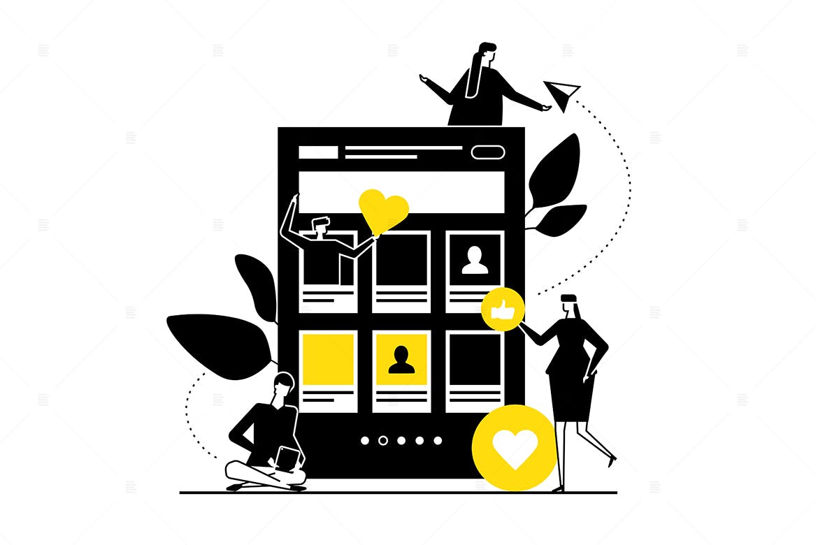 线上约会-扁平设计风格矢量插画素材库精选素材v2 Dating app – flat design style illustration插图(1)