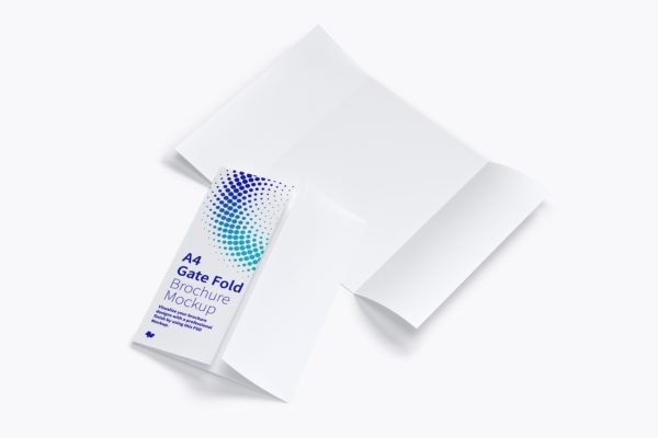 A4纸折页传单设计效果图样机03 A4 Gate Fold Brochure Mockup 03