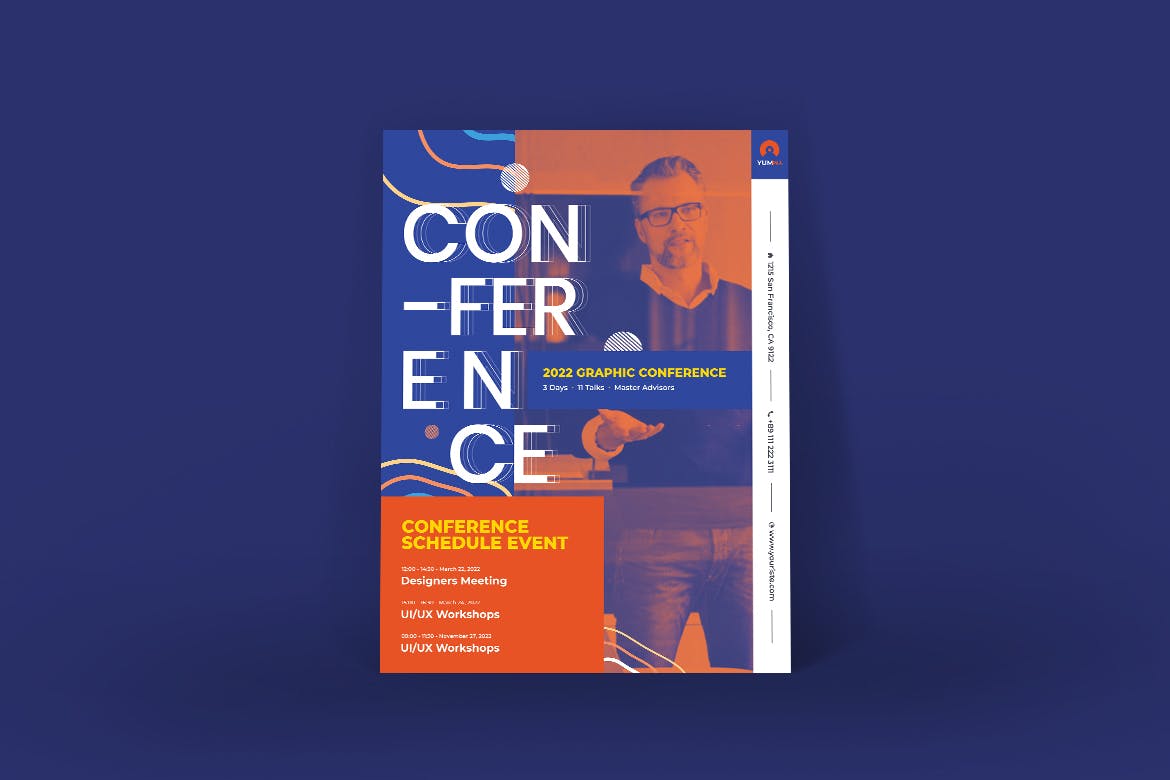 学术/行业会议活动海报PSD素材素材库精选PSD模板 Conference Poster PSD Template插图(1)