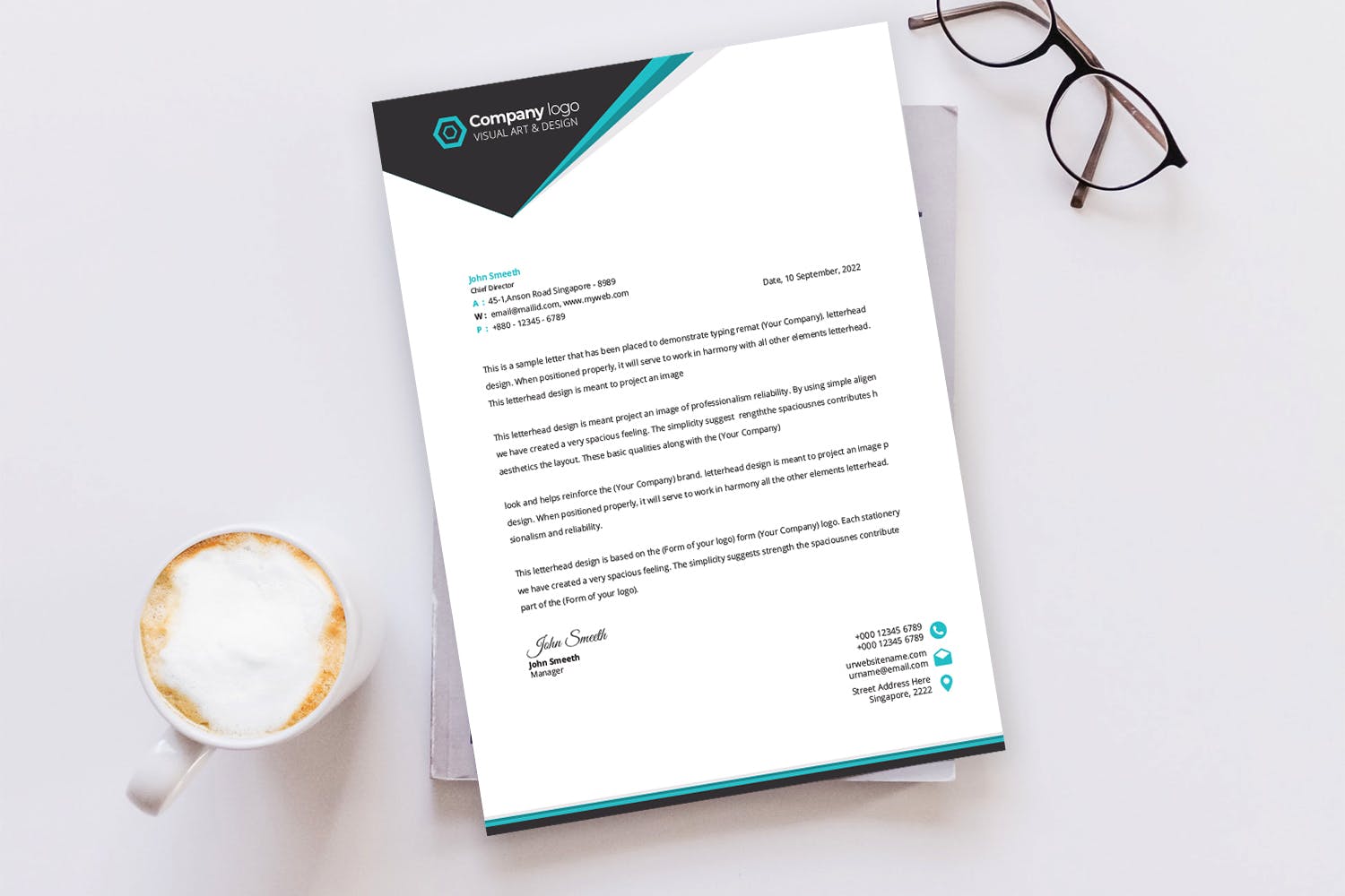 标准尺寸企业通用信纸设计模板 Letterhead插图(4)