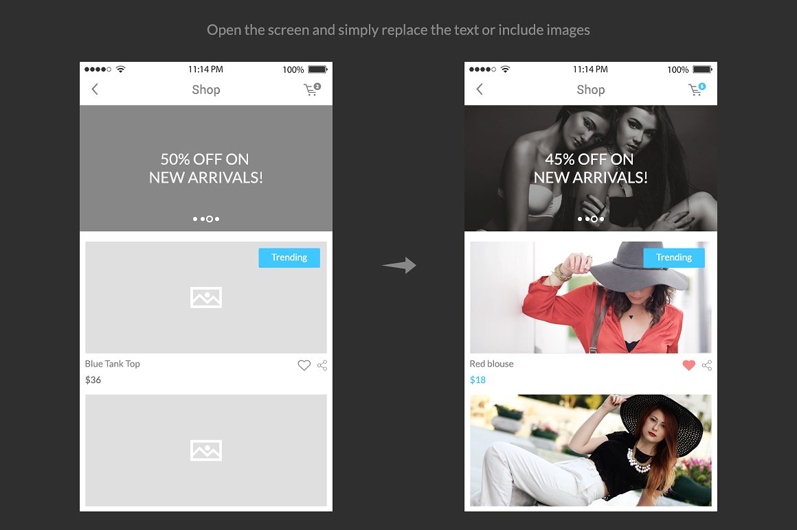 iOS 应用设计线框图素材包 Bones IOS Wireframe Kit [PS,AI,Sketch]插图(3)