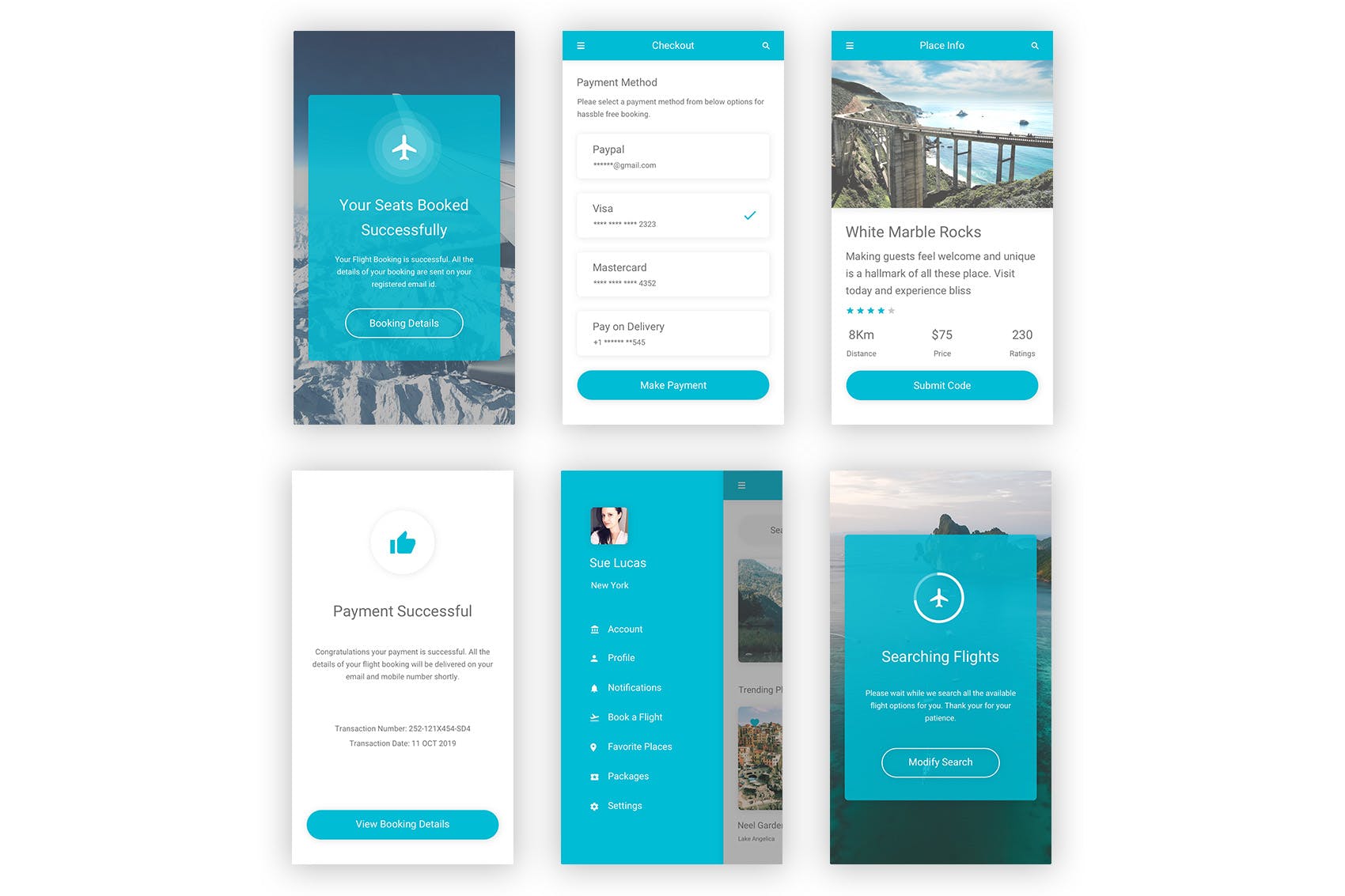 旅行和航班机票预订APP应用程序UI界面设计PSD模板 Udaan – Travel & Flight Booking App for Photoshop插图(14)