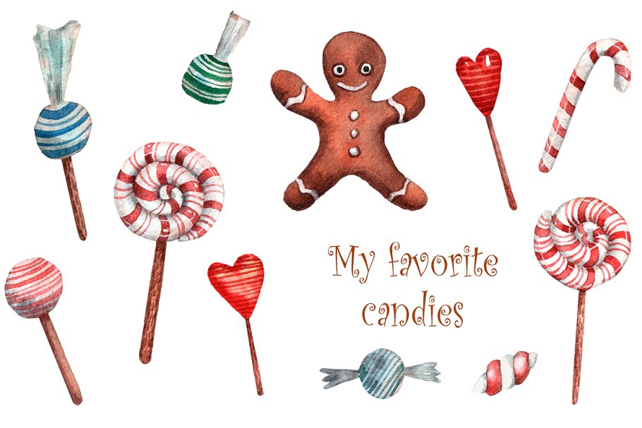 圣诞老人的小帮手水彩插画素材插图(13)