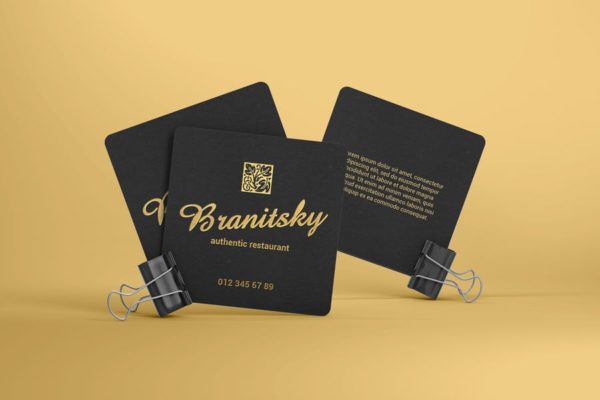 圆角方形名片设计图素材库精选 Square Business Card With Rounded Corners Mockups