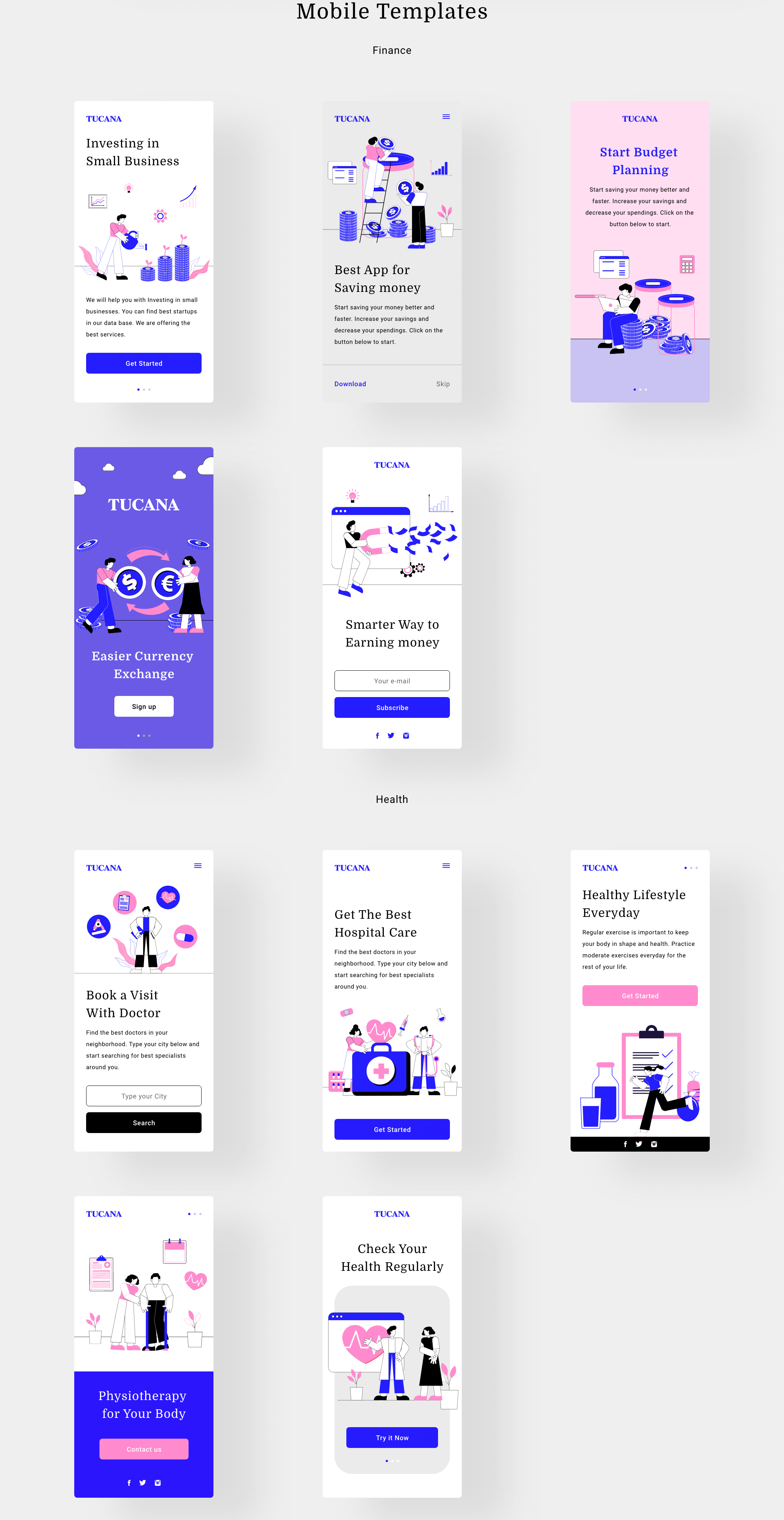 素材库下午茶:现代和时尚的插画包+UI模板套装插图(9)