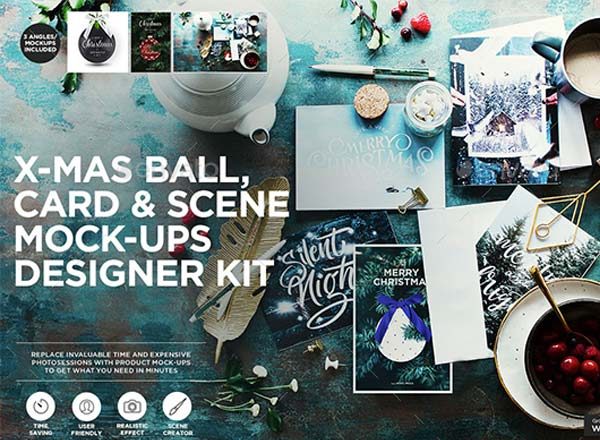 素材库下午茶：高品质的真实质感的圣诞节素材PSD下载