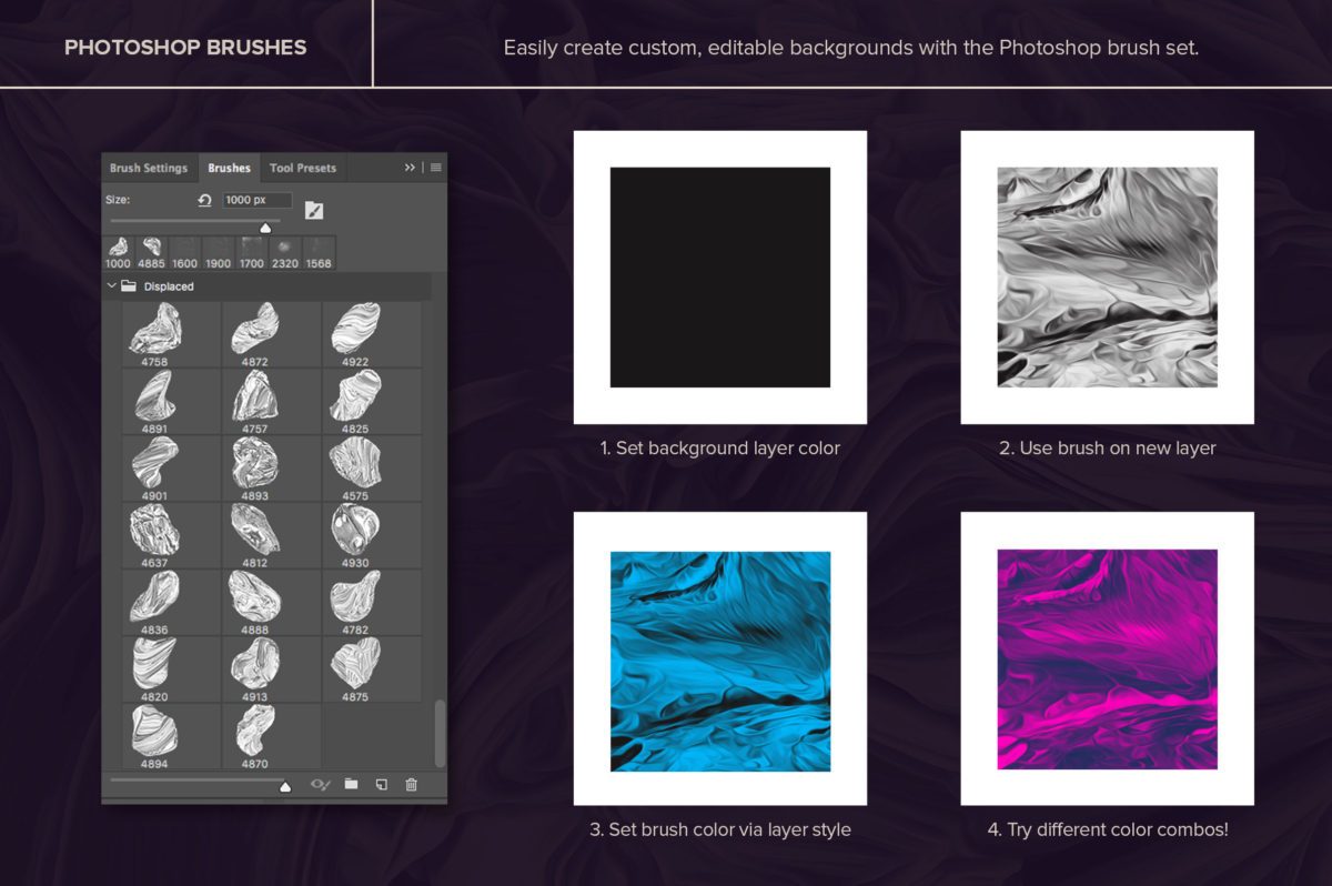 创意抽象纹理系列:80个3D立体抽象形状&PS笔刷 Displaced插图(2)