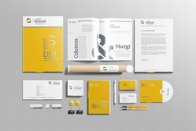 企业品牌VI办公用品样机设计模板V3 Branding-Stationery Mockups V3插图(4)