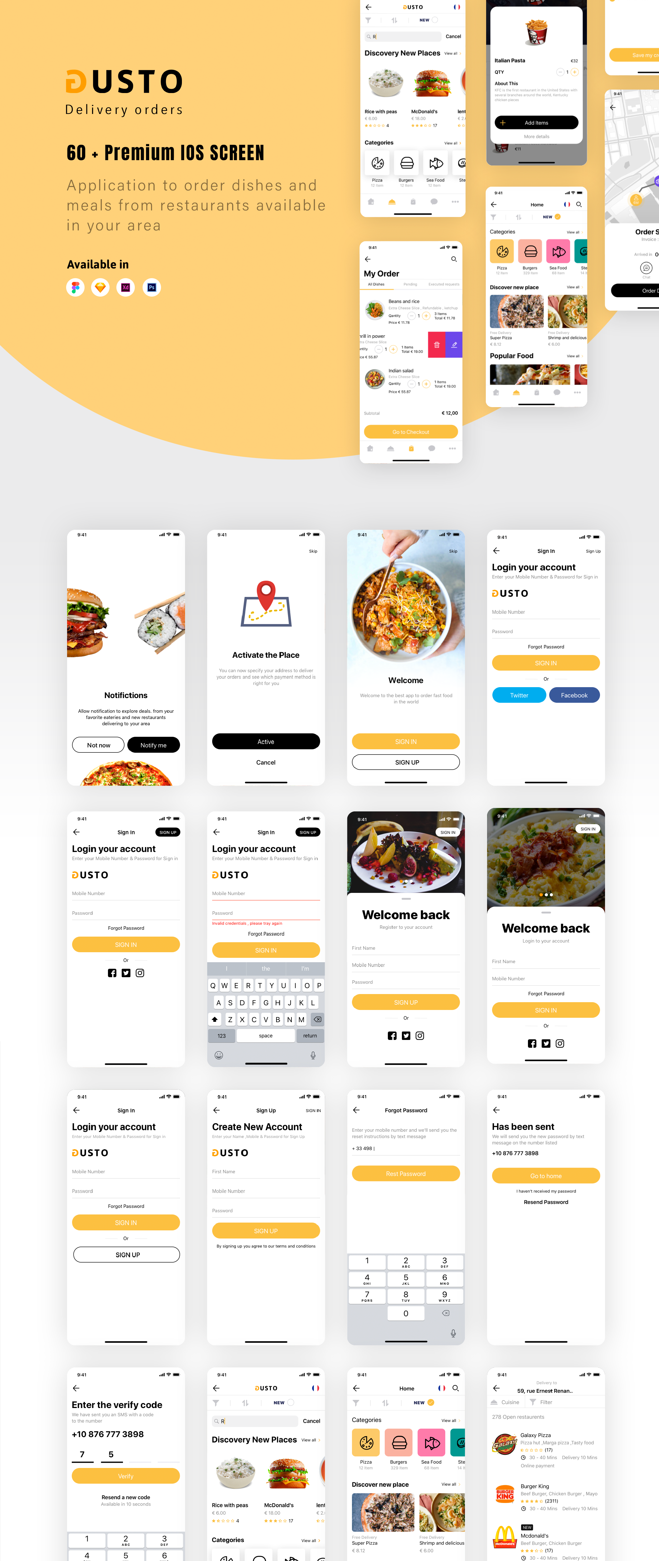 素材库下午茶:餐厅外卖APP应用程序IOS UI套件插图