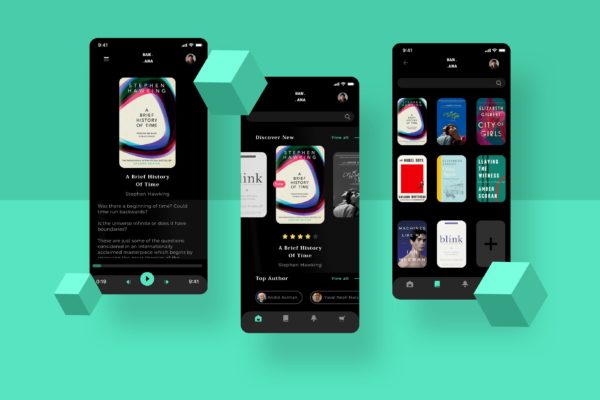 在线阅读电子书APP应用界面设计素材库精选模板 Banana Ebook Lifestyle UI – PP