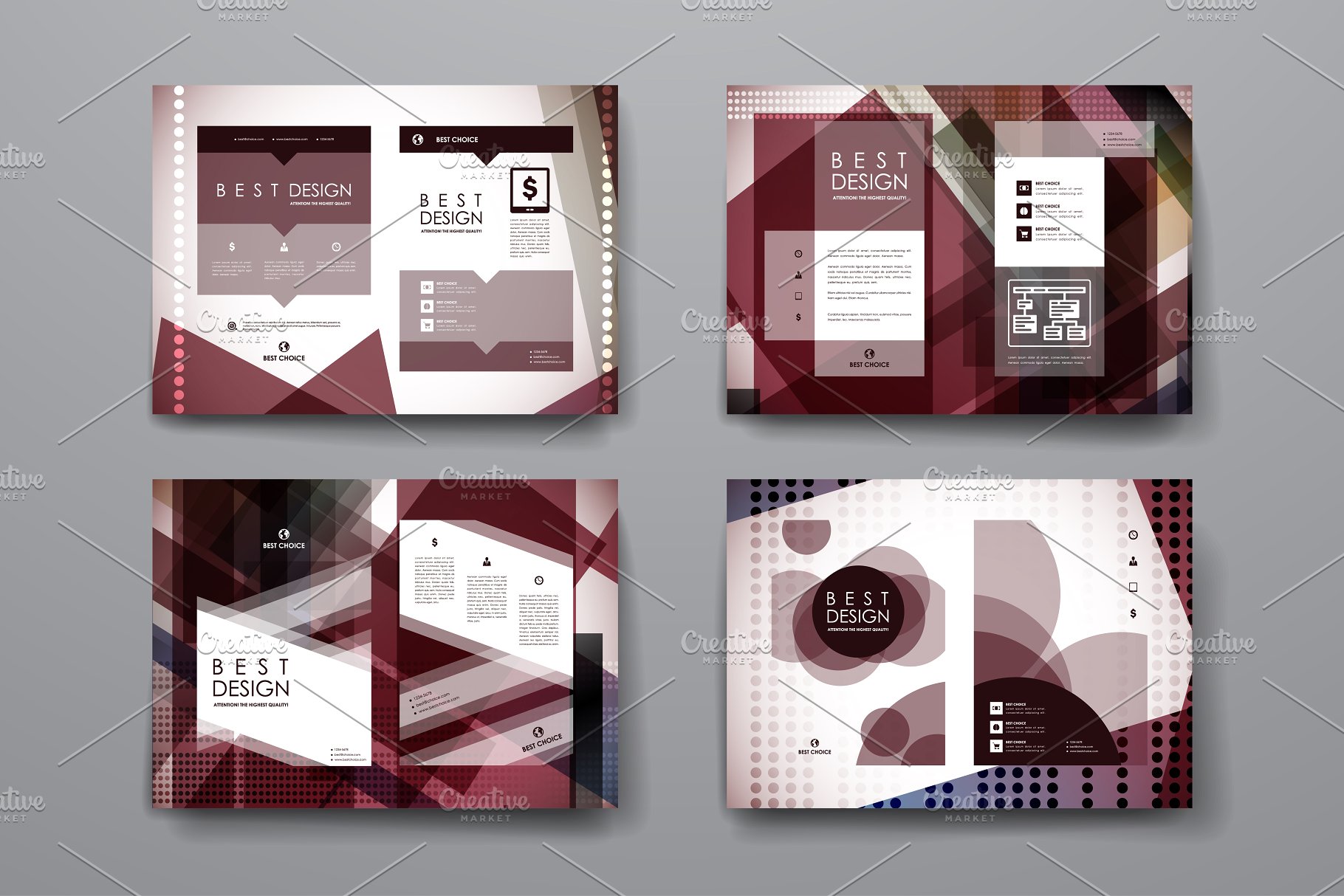 暗色调抽象图形背景画册背景 Abstract Brochures插图(5)