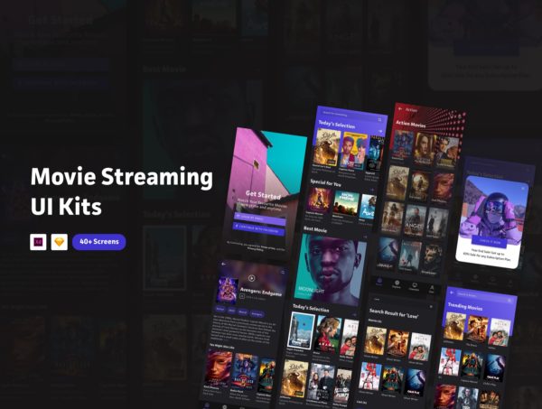 素材库下午茶：电影流媒体应用程序UI设计素材库精选套件[Sketch,XD]