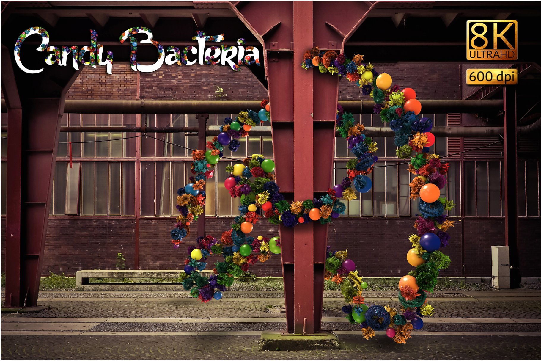 8K高分辨率抽象糖果细菌形状背景[1.09GB] 8K Candy Bacteria插图