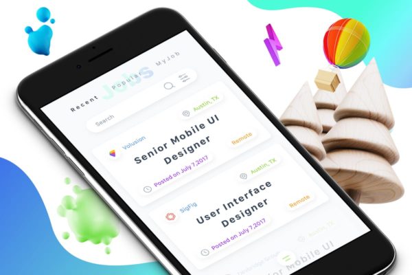 职场猎头招聘类手机APP UI套件3 Jobs 3 Mobile Ui