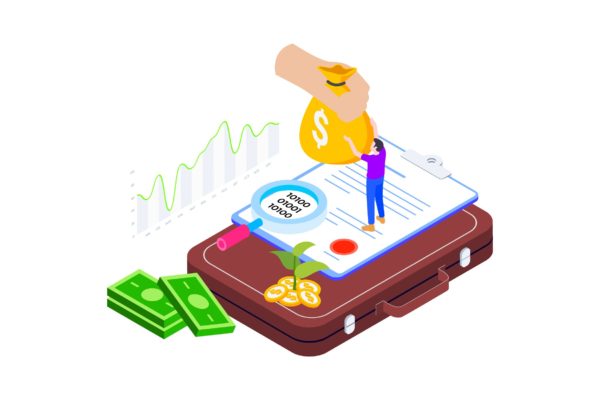 区块链技术智能合约概念插画素材v14 Smart Contract on Blockchain Isometric 14 – TU