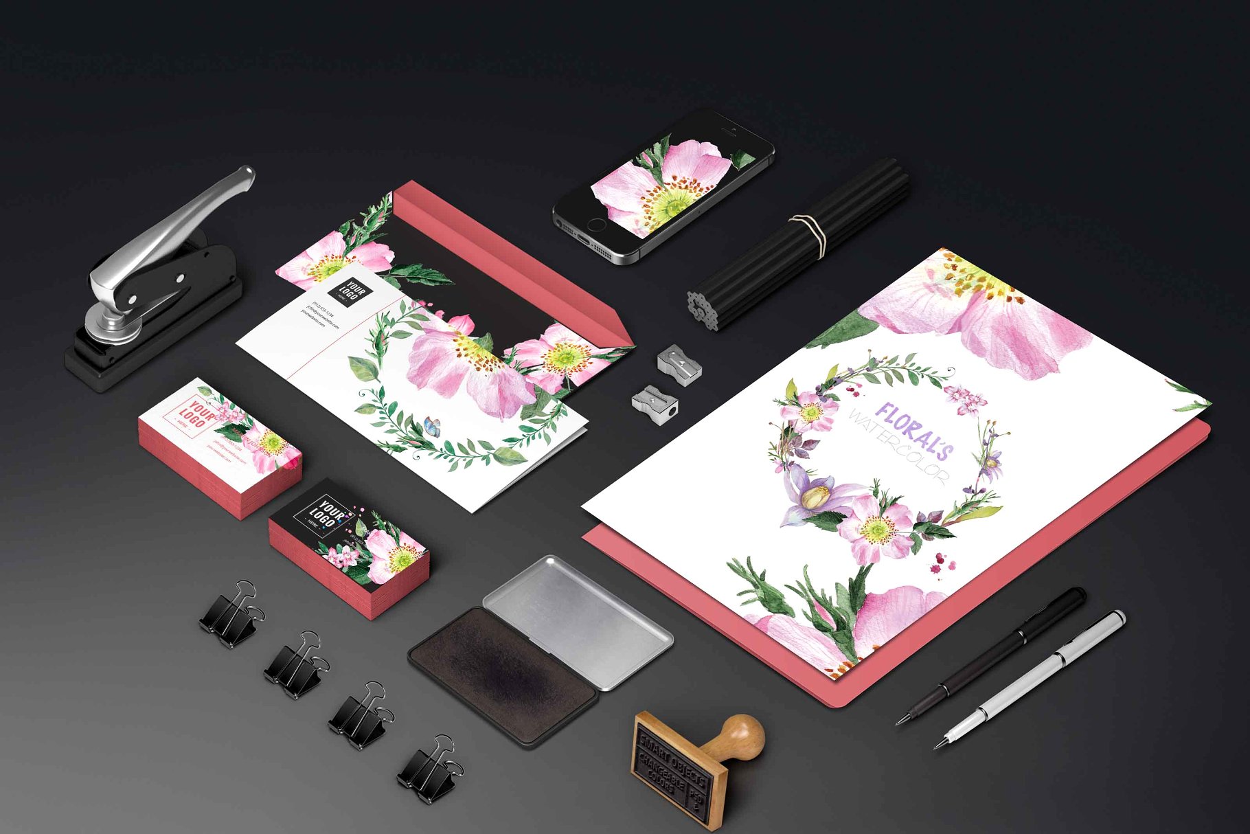 高雅水彩花卉插画元素 Dog-rose插图(3)