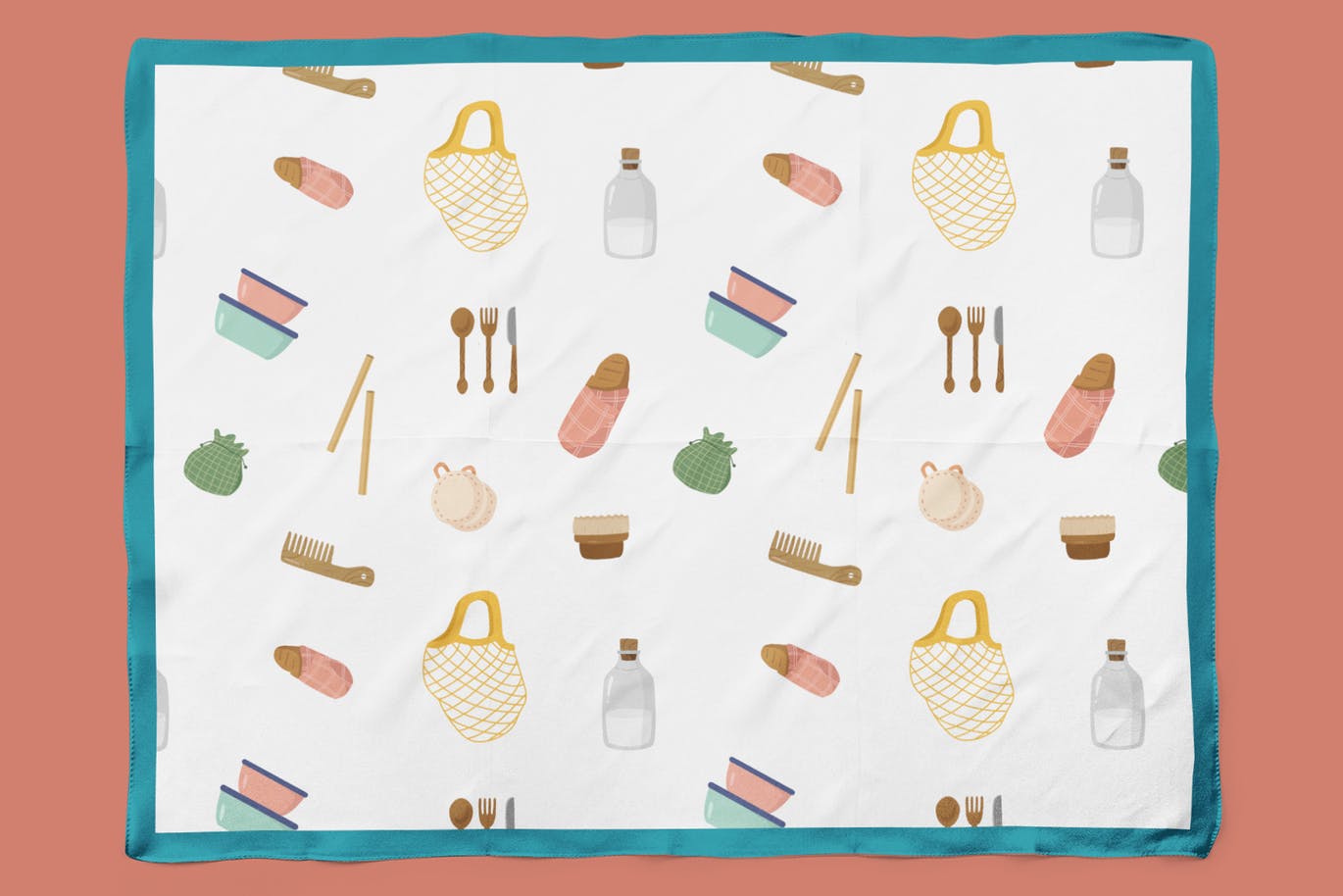 环保餐具环保主义主题无缝图案背景素材库精选 Zero Waste Seamless Patterns插图(4)